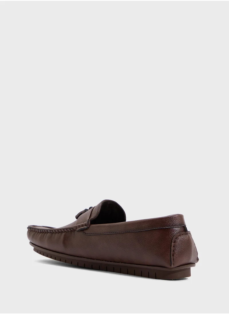 Robert Wood Trim Detal Textured Casual Loafers