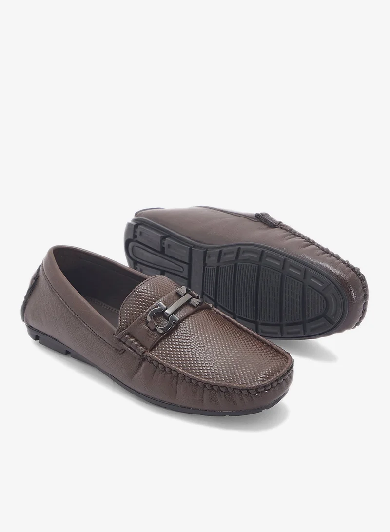 Robert Wood Trim Detal Textured Casual Loafers