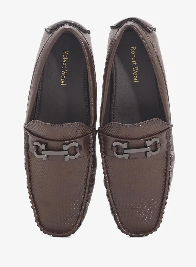 Robert Wood Trim Detal Textured Casual Loafers