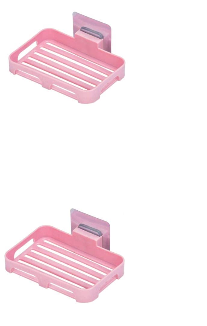 Nilzone Bathroom Kitchen Organize Shelf Rack Shower Corner Caddy Basket with Sticker (Soap Box 2) - Image 1