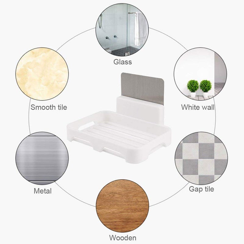 Nilzone Bathroom Kitchen Organize Shelf Rack Shower Corner Caddy Basket with Sticker (Soap Box 2) - Image 3