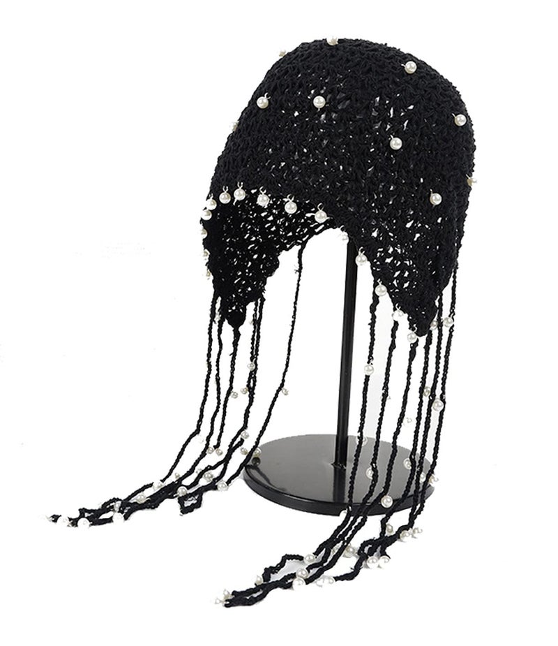 Maxpetus Handmade Crochet Hats ashion Fascinating Beanie hat Cap Cloche (CL-SG001-Black) - Image 1