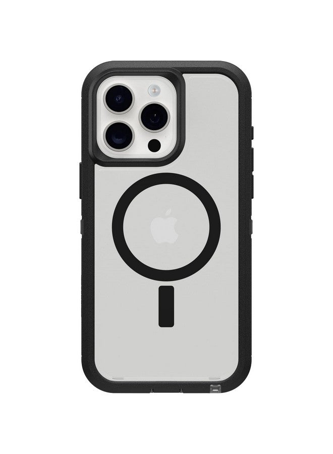 أوتربوكس جراب OtterBox Defender Series XT الشفاف لهاتف iPhone 15 Pro MAX (فقط) - جانب داكن (أسود/شفاف)، بدون شاشة، متين، يُثبّت على MagSafe، مع حبل تثبيت - Image 1