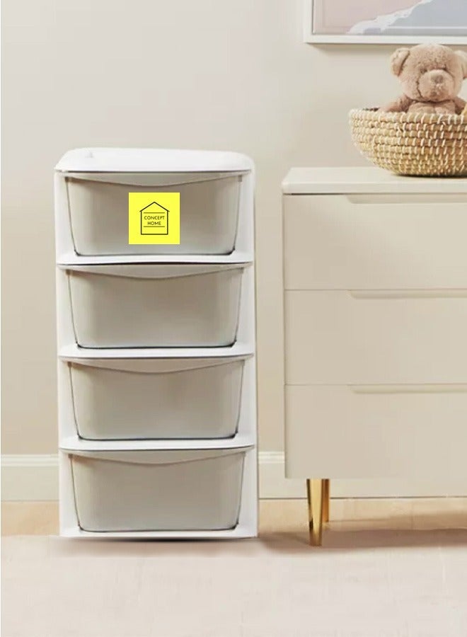 Concept home 4-Layer Storage Drawer Cabinet, Easy install, High Quality White/Grey 37x36.5x75 cm  - Image 2