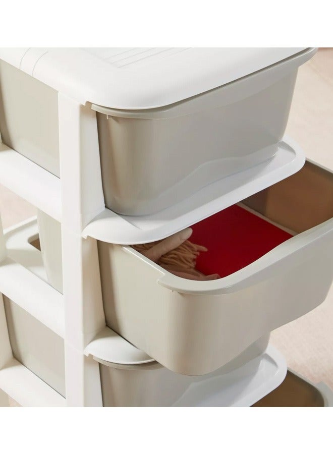 Concept home 4-Layer Storage Drawer Cabinet, Easy install, High Quality White/Grey 37x36.5x75 cm  - Image 3