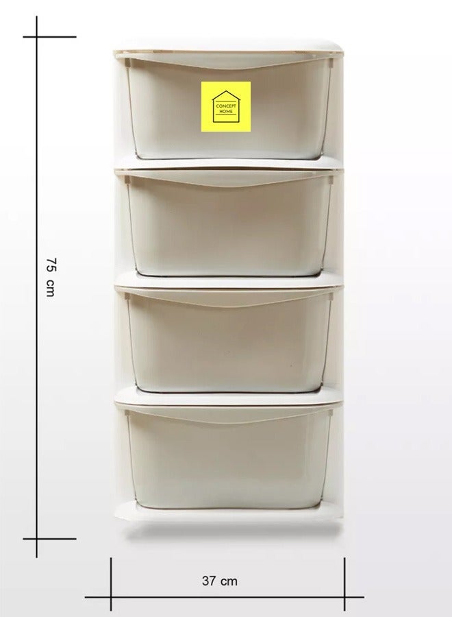 Concept home 4-Layer Storage Drawer Cabinet, Easy install, High Quality White/Grey 37x36.5x75 cm  - Image 5