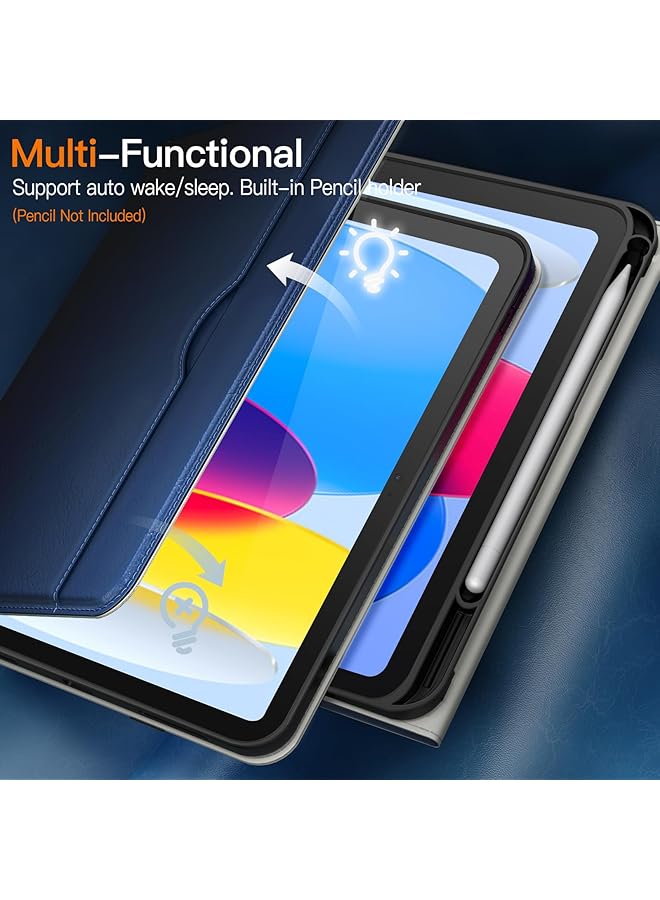 جي تيك حافظة لجهاز ايباد 10 10.9 انش موديل 2022 الجيل العاشر من الجلد الصناعي مع حامل قلم وجيب لعرض متعدد الزوايا - ازرق داكن - Image 5
