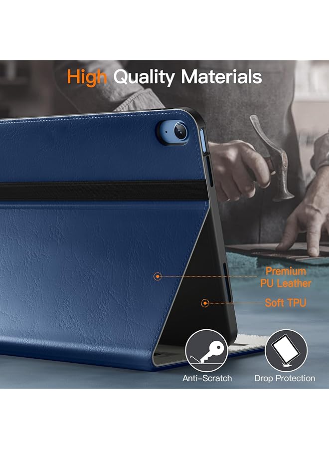 جي تيك حافظة لجهاز ايباد 10 10.9 انش موديل 2022 الجيل العاشر من الجلد الصناعي مع حامل قلم وجيب لعرض متعدد الزوايا - ازرق داكن - Image 3