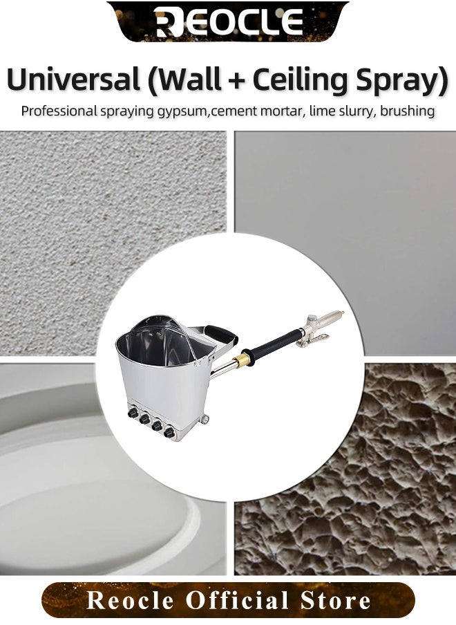 REOCLE - Stucco Sprayer with 4 Jet Pneumatic Cement Stucco Sprayer Gun Plaster Mortar Automatic Air Painting Tool for Painting Wall & Ceilings - Image 1