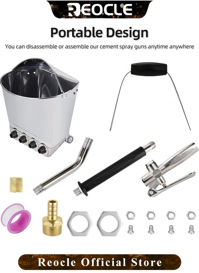REOCLE - Stucco Sprayer with 4 Jet Pneumatic Cement Stucco Sprayer Gun Plaster Mortar Automatic Air Painting Tool for Painting Wall & Ceilings - Image 1