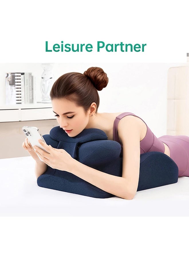 DUNISO Ergonomic Face Down Pillow for Sleeping,Adjustable Height Prone Position Pillow,Memory Foam Pillow for Stomach Sleeper,Back Pain Relief Incline Cushion，Soft and Comfortable,for Relieve Back Pain,Read，Dark Blue - Image 2