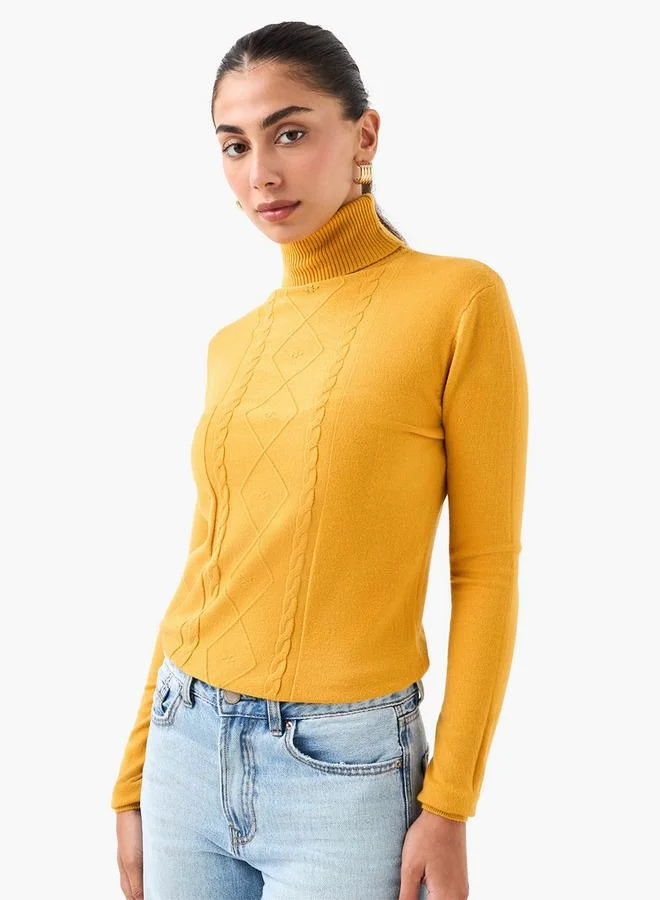 2Xtremz 2Xtremz Textured High Neck Tricot Sweater