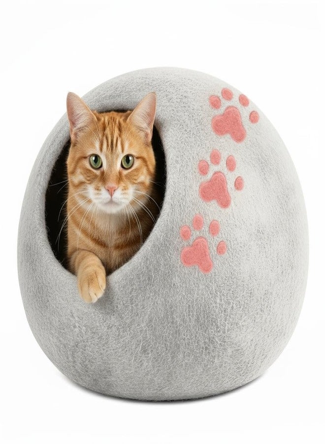 Woolygon Luxurious Eco-Friendly Merino Wool Cat Cave Bed - Foldable Hideaway Pod for Indoor Cats - Premium Felt Kitten Beds - Covered Cat House for Ultimate Cozy Comfort - Image 1