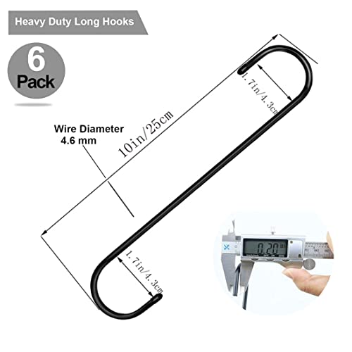 Lchkrep Plant Hooks 6 Pack 10 inch Black,Large Plant Hanger S Hook Garden Hooks for Plants, Hanging Baskets,Flower, Pergola,Garden,Patio,Kitchen,Indoor Outdoor Uses (Black-10inch) - Image 5