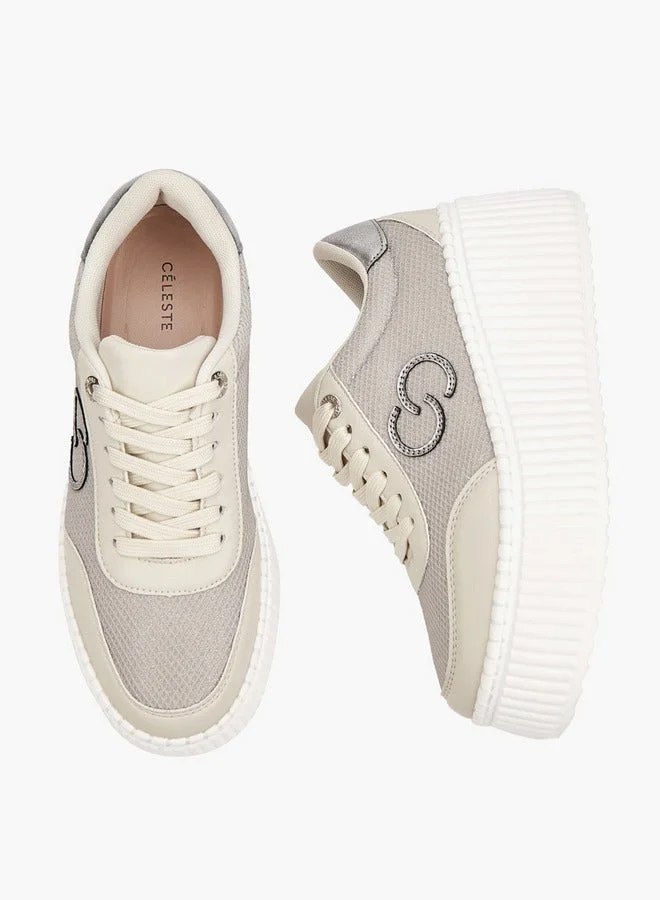 سيليست Women's Logo Applique Lace-Up Sneakers