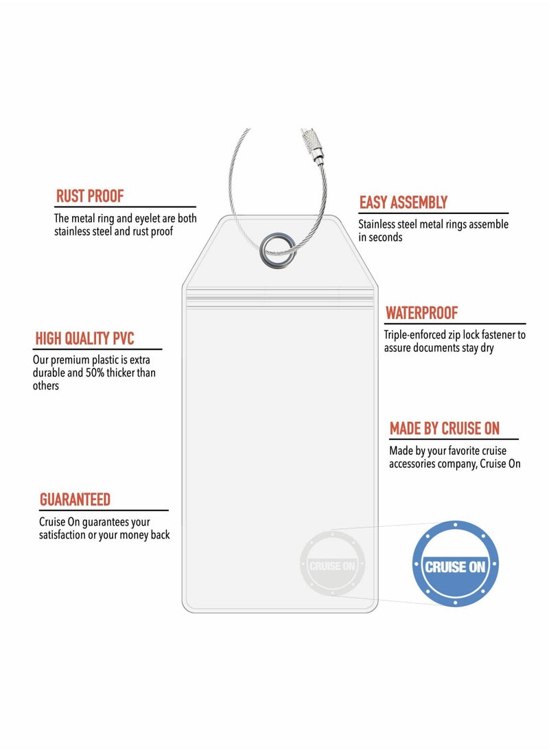 Y&D Cruise Luggage Tag, ID Badge with Zip Seal & Steel Loops for Carnival Cruise, Clear Tags  - Image 3
