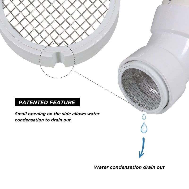 Raven R1508 Termination Cap Vent Cover Mesh Screen, Round Furnace PVC Pipe Stainless Steel Roof Vent Cap, Drain Screen 2" Inner & 2-3/8" Outer Diameter - Image 5
