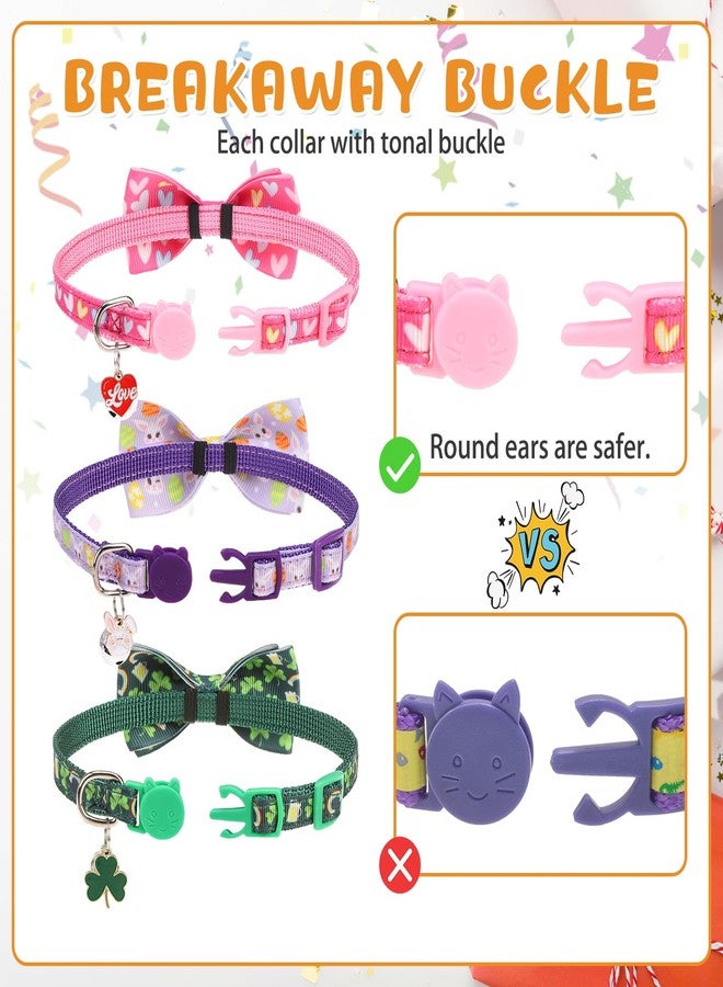 KOOLTAIL Easter Cat Collars Breakaway with Bowtie and Bells,3 Pack Adjustable Fancy Kitten Collar with Safety Buckle for Girls Boys Kitty,Cute Cat Charm Pendant Holiday - Image 5