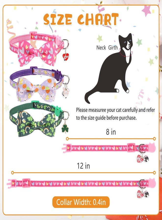KOOLTAIL Easter Cat Collars Breakaway with Bowtie and Bells,3 Pack Adjustable Fancy Kitten Collar with Safety Buckle for Girls Boys Kitty,Cute Cat Charm Pendant Holiday - Image 2