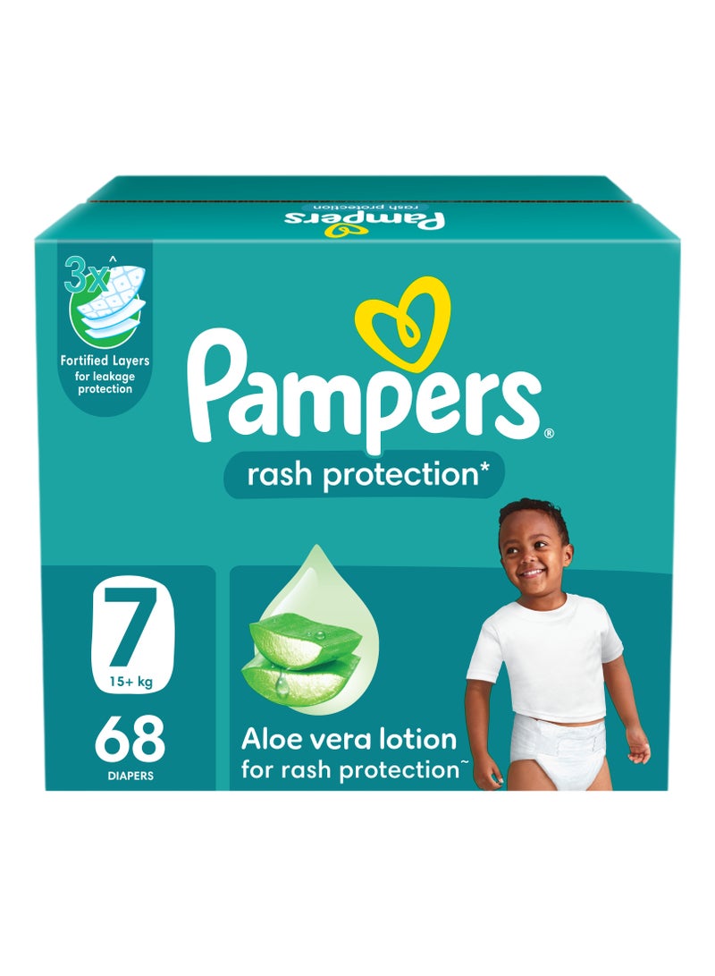 Pampers Rash Protection Size 7 15+kg Taped Diapers With Aloe Vera Lotion And 3x Fortified Layers For Leakage Giant Box - Image 1