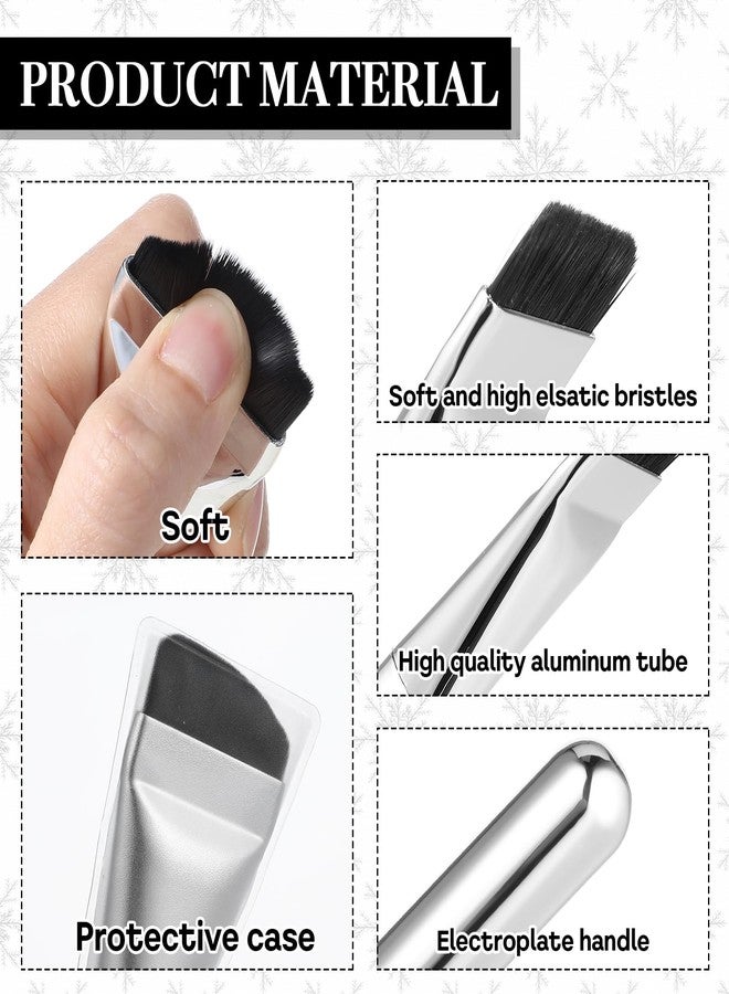 oruola فرشاة مكياج أورولا قطعتين، فرشاة كريم أساس مسطحة، فرش مكياج كورية لمزج كريم الأساس السائل، فرش مزج بشعيرات سوداء ناعمة فضية - Image 5