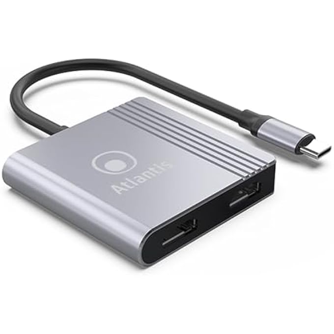 Atlantis A04-TC_2HDMI+ DUAL MONITOR USB C TYPE C TO 2XHDMI ADAPTER 1080P 60HZ ALLOWS YOU TO CONNECT A NOTEBOOK WITH USB-C OUTPUT TO TWO MONITOR PROJECTORS WITH HDMI INPUT. CABLE 18CM - Image 1