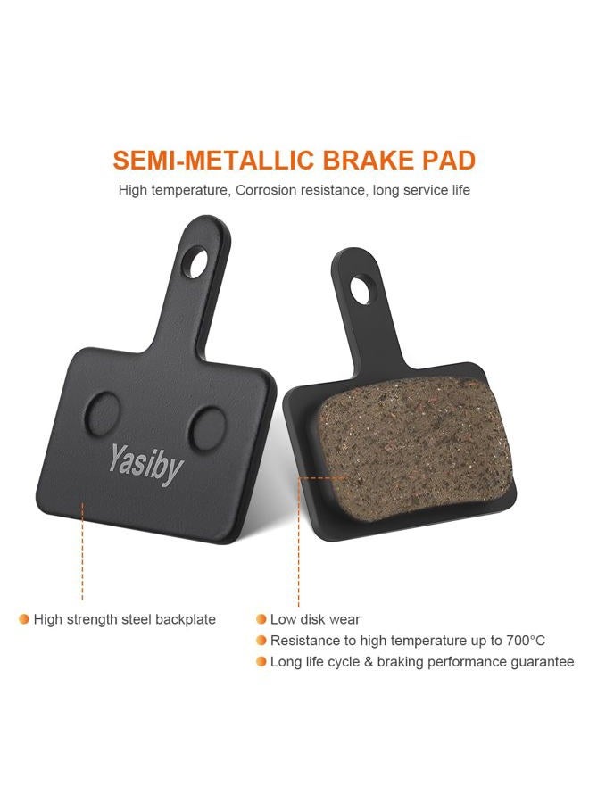 Yasiby Bike Brake Pads, 4 Pairs Disc Brake Pads High-Performance with Installation Tools, Premium Semi-Metallic & Organic Resin MTB Bicycle Brake Pads Replacement Compatible with TRP Tektro Shimano Deore Br - Image 2