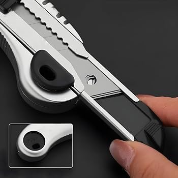 Dinojames Heavy Duty 18mm Cutter Knife Set With 5 Sharp Replacement lade (Self loading blade) - Image 3