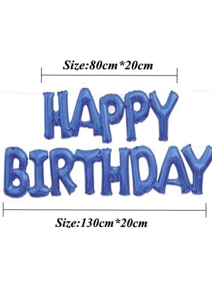 JOLLITY LLC Happy Birthday Letters Balloons Uppercase Conjoined Alphabet Foil Balloon Boy Girl Birthday Party Decoration Banner Blue - Image 2