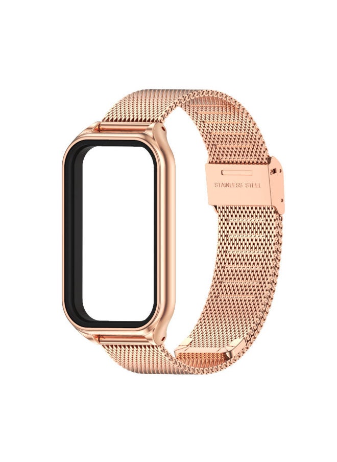 Generic - Redmi Band 2 Milanese Metal Three-bead Stainless Steel Wristband Suitable For XiaomiBand 8 Active-Color:Milan Buckle-rose Gold-Specifications:for Redmi Band2/Mi Band 8 Active - Image 1