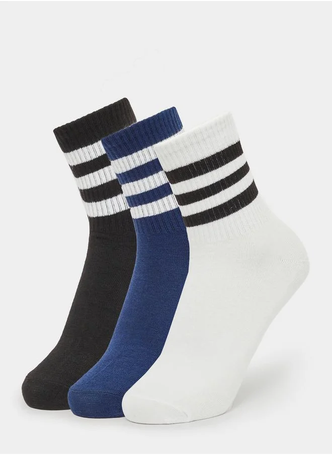 Styli Set of 3 - Striped Cuff Crew Socks