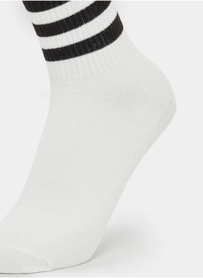 Styli Set of 3 - Striped Cuff Crew Socks