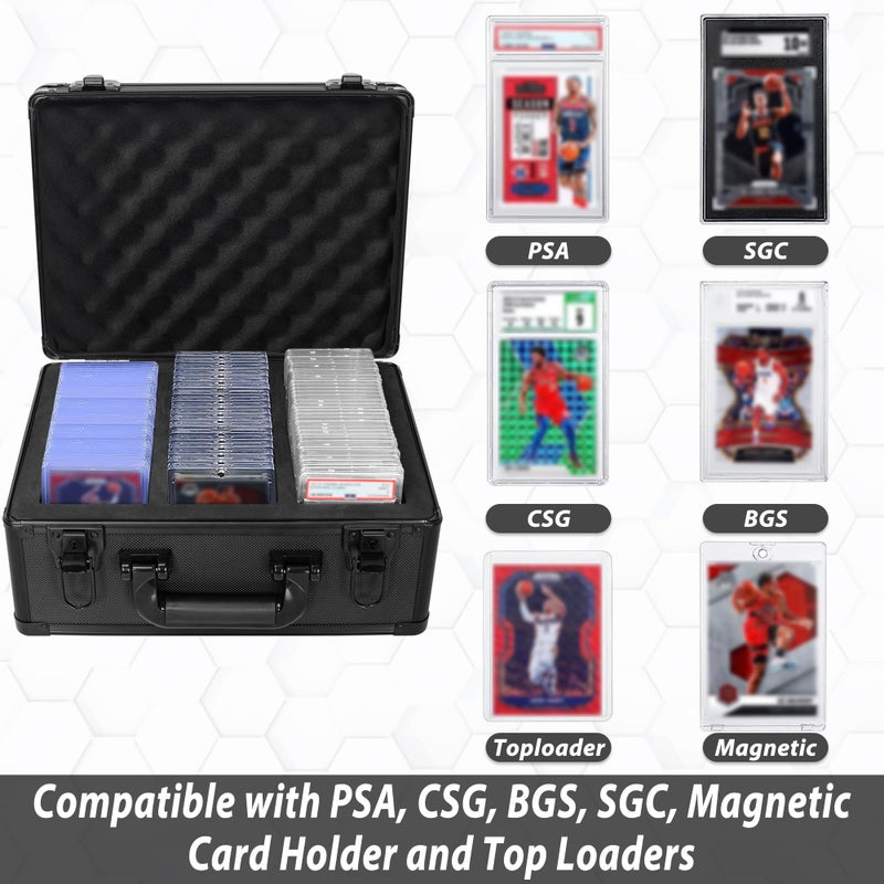 OUUTMEE Graded Card Case - Aluminum Alloy Graded Card Storage Box Compatible with 100 Card Slabs - the Sports Trading Card Case Fits PSA, CSG, BGS - Image 3