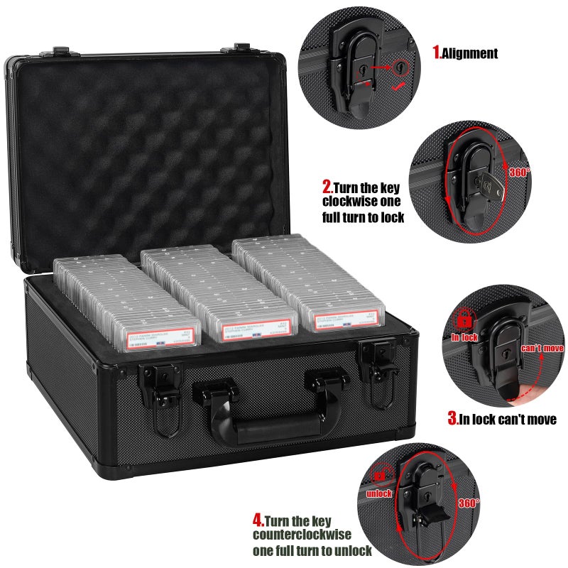 OUUTMEE Graded Card Case - Aluminum Alloy Graded Card Storage Box Compatible with 100 Card Slabs - the Sports Trading Card Case Fits PSA, CSG, BGS - Image 2