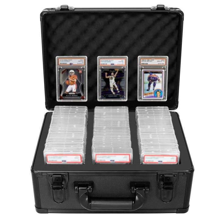 OUUTMEE Graded Card Case - Aluminum Alloy Graded Card Storage Box Compatible with 100 Card Slabs - the Sports Trading Card Case Fits PSA, CSG, BGS - Image 1