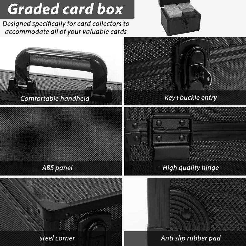 OUUTMEE Graded Card Case - Aluminum Alloy Graded Card Storage Box Compatible with 100 Card Slabs - the Sports Trading Card Case Fits PSA, CSG, BGS - Image 4