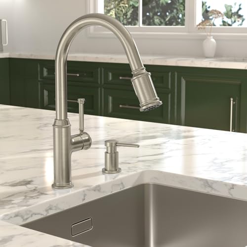 Lava Odoro Soap Dispenser for Kitchen Sink, Modern Brass Built in Countertop Pump Dispenser with 18 Oz Refillable Bottle, Kitchen Soap and Lotion Dispenser Spot-Free, Brushed Nickel, KSD-21 - Image 2