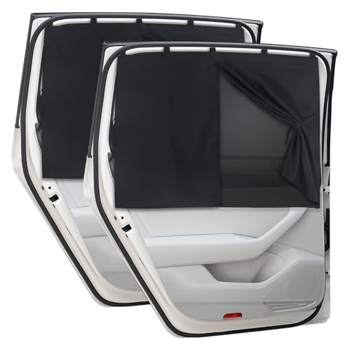DIZA100 Car Window Shades 2 PCS Magnetic Double Layer Auto Sun Shade for Side Windows Privacy Full CoversHalf Shade Options Back Car Window Curtains for Baby Protection - Image 1