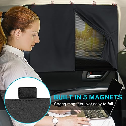 DIZA100 Car Window Shades 2 PCS Magnetic Double Layer Auto Sun Shade for Side Windows Privacy Full CoversHalf Shade Options Back Car Window Curtains for Baby Protection - Image 3