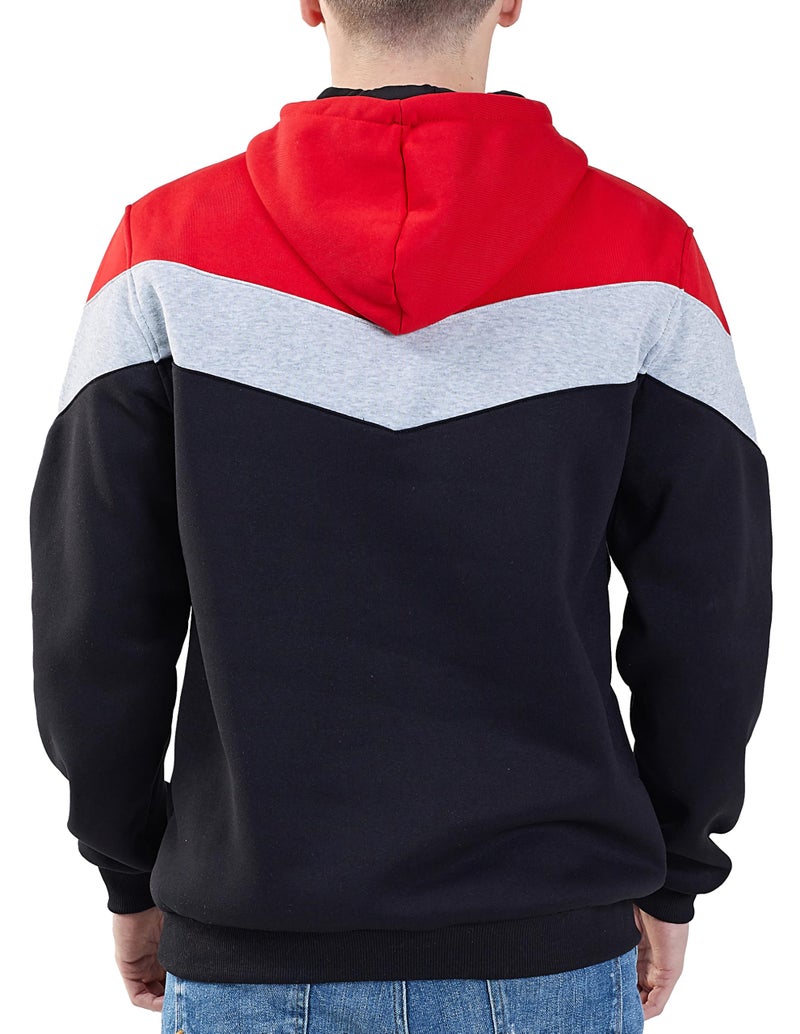Mooncolour Mens Novelty Color Block Hoodies Cozy Sport Autumn Outwear 0163_black US Large - Image 4