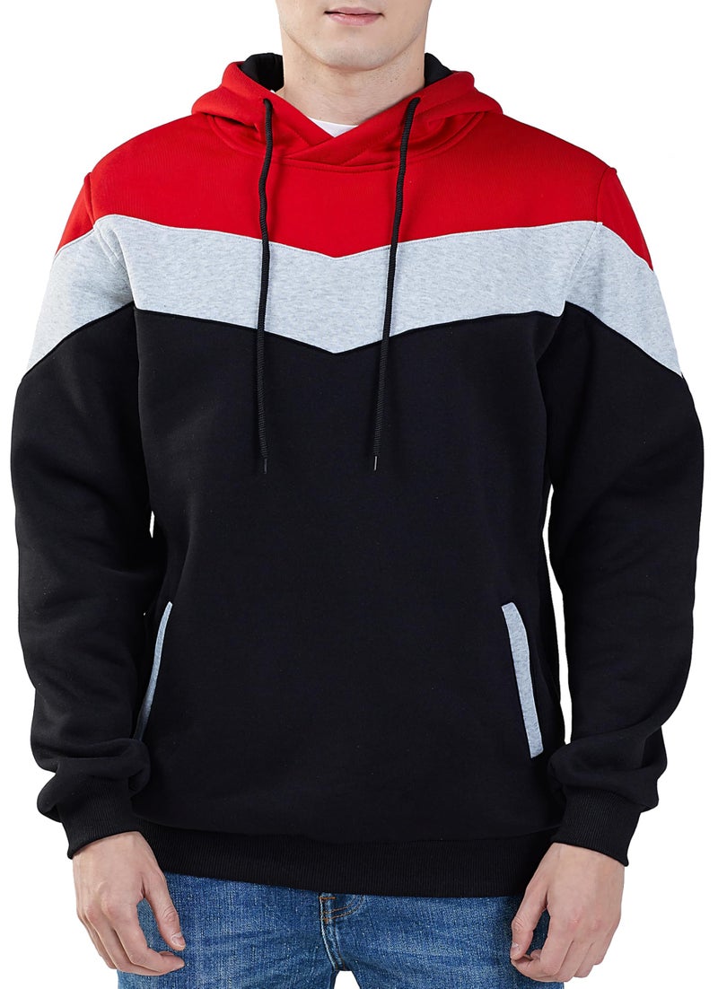 Mooncolour Mens Novelty Color Block Hoodies Cozy Sport Autumn Outwear 0163_black US Large - Image 2