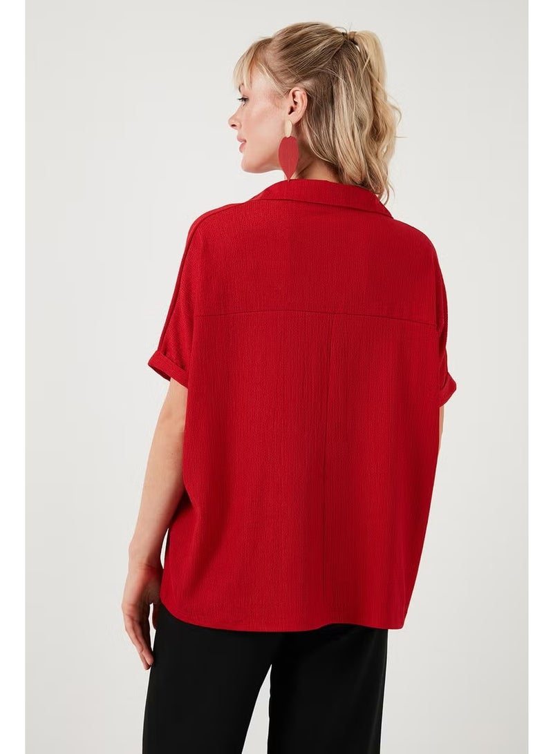 Lela Polo Collar Short Sleeve Relaxed Fit Blouse Women's Blouse 66904862S4 - Image 5