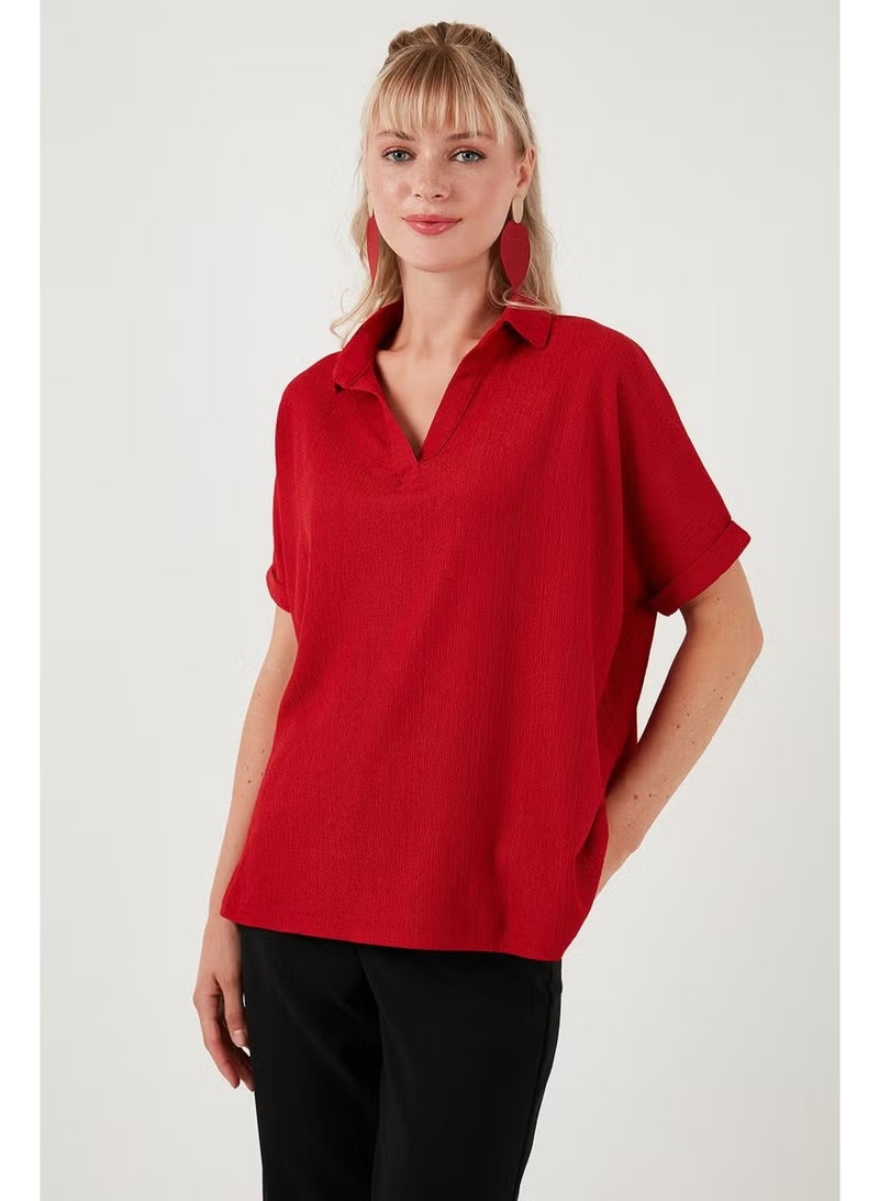 Lela Polo Collar Short Sleeve Relaxed Fit Blouse Women's Blouse 66904862S4 - Image 3