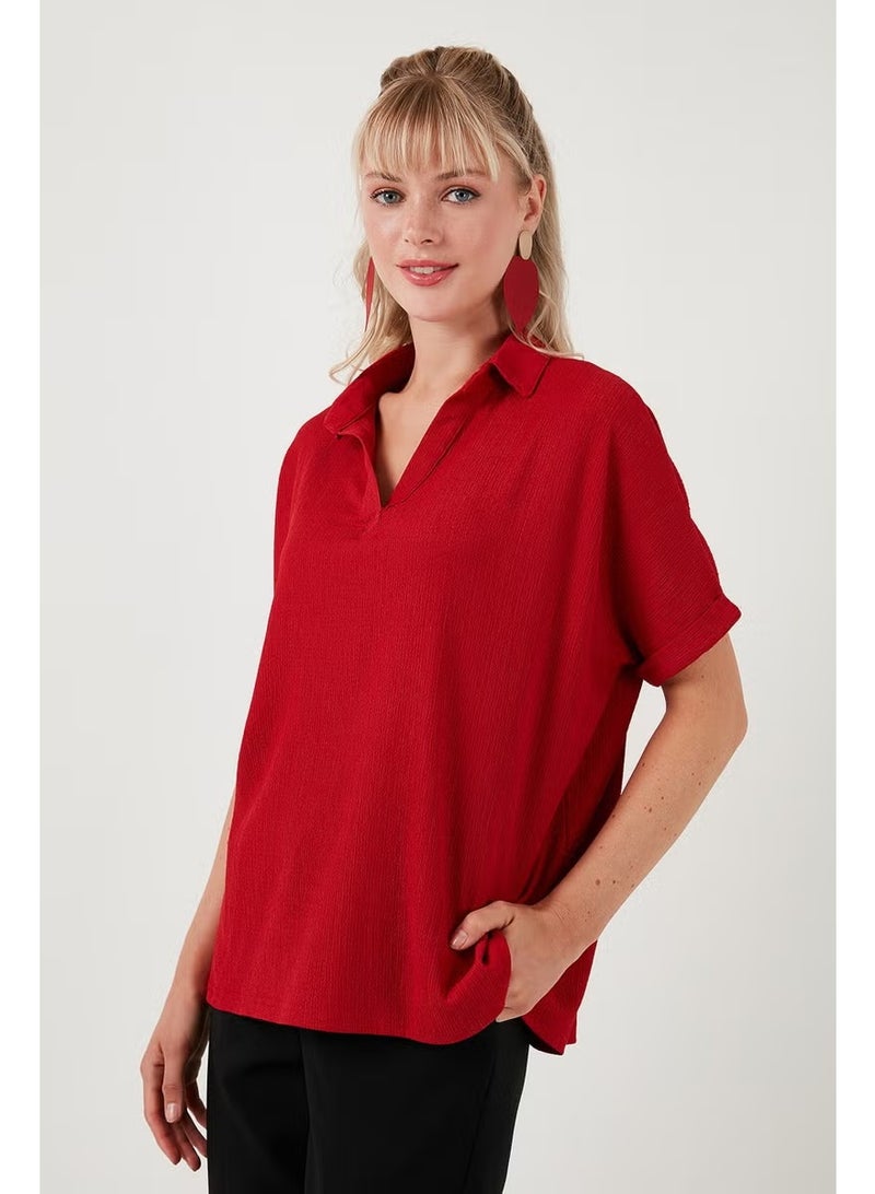 Lela Polo Collar Short Sleeve Relaxed Fit Blouse Women's Blouse 66904862S4 - Image 2