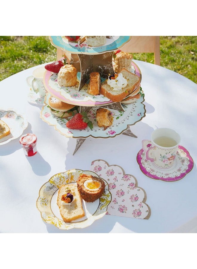 توكينج تيبلز أطباق ورقية أنيقة مزينة بنقشة زهور من Talking Tables | زينة حفلات شاي ما بعد الظهيرة لعيد الأم، أطباق فاخرة للاستخدام مرة واحدة، مناسبة لأعياد الميلاد وحفلات استقبال المولود وحفلات الزفاف، مصنوعة في المملكة المتحدة، عبوة من ٢٤ قطعة. - Image 3