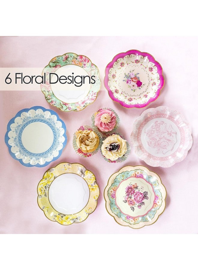توكينج تيبلز أطباق ورقية أنيقة مزينة بنقشة زهور من Talking Tables | زينة حفلات شاي ما بعد الظهيرة لعيد الأم، أطباق فاخرة للاستخدام مرة واحدة، مناسبة لأعياد الميلاد وحفلات استقبال المولود وحفلات الزفاف، مصنوعة في المملكة المتحدة، عبوة من ٢٤ قطعة. - Image 5