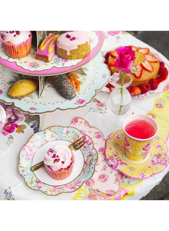 توكينج تيبلز أطباق ورقية أنيقة مزينة بنقشة زهور من Talking Tables | زينة حفلات شاي ما بعد الظهيرة لعيد الأم، أطباق فاخرة للاستخدام مرة واحدة، مناسبة لأعياد الميلاد وحفلات استقبال المولود وحفلات الزفاف، مصنوعة في المملكة المتحدة، عبوة من ٢٤ قطعة. - Image 2