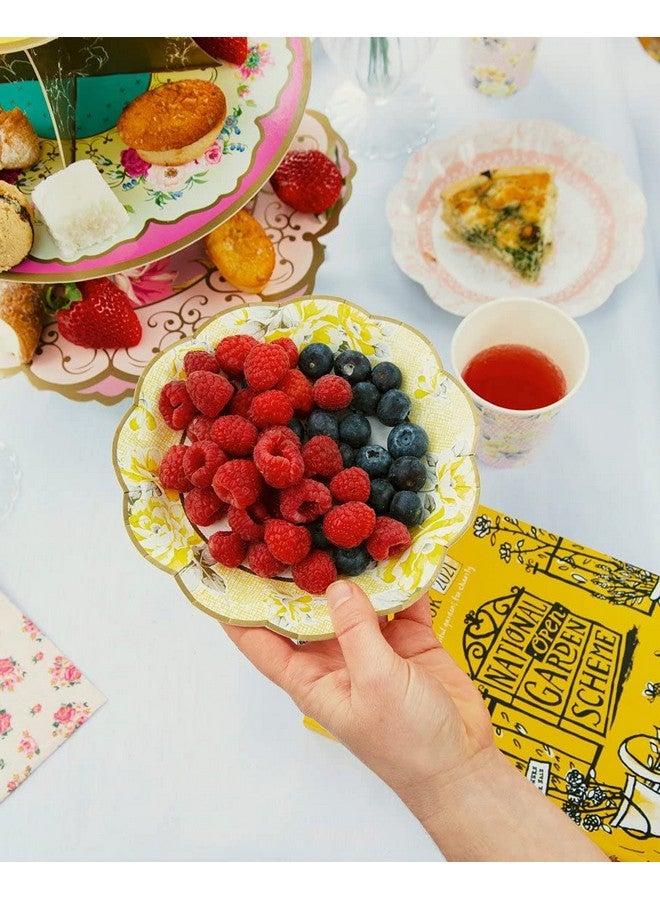 توكينج تيبلز أطباق ورقية أنيقة مزينة بنقشة زهور من Talking Tables | زينة حفلات شاي ما بعد الظهيرة لعيد الأم، أطباق فاخرة للاستخدام مرة واحدة، مناسبة لأعياد الميلاد وحفلات استقبال المولود وحفلات الزفاف، مصنوعة في المملكة المتحدة، عبوة من ٢٤ قطعة. - Image 4