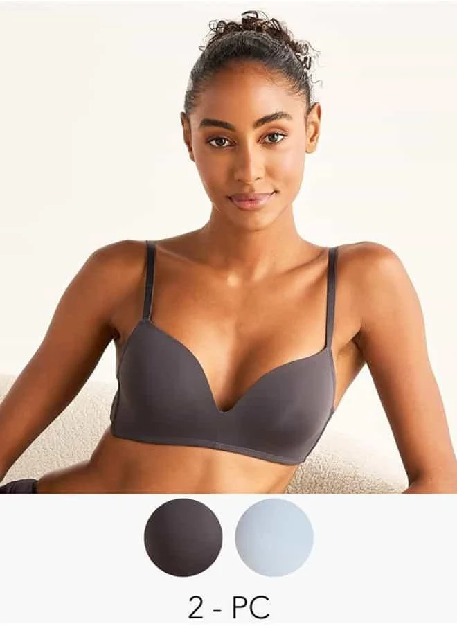 Splash FAV Set of 2 - Solid Non Wired Classic Bra with Hook and Eye Closure