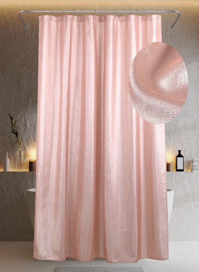 Popkozzi Blush Pink Glitter Shower Curtain: Luxury Elegant Pretty Metallic Shimmery Fabric Curtains for Coquette Girls Bathroom Décor - Fancy Glam Cute Girly Bathroom Accessories & Gift Set for Women - 72x72 - Image 1